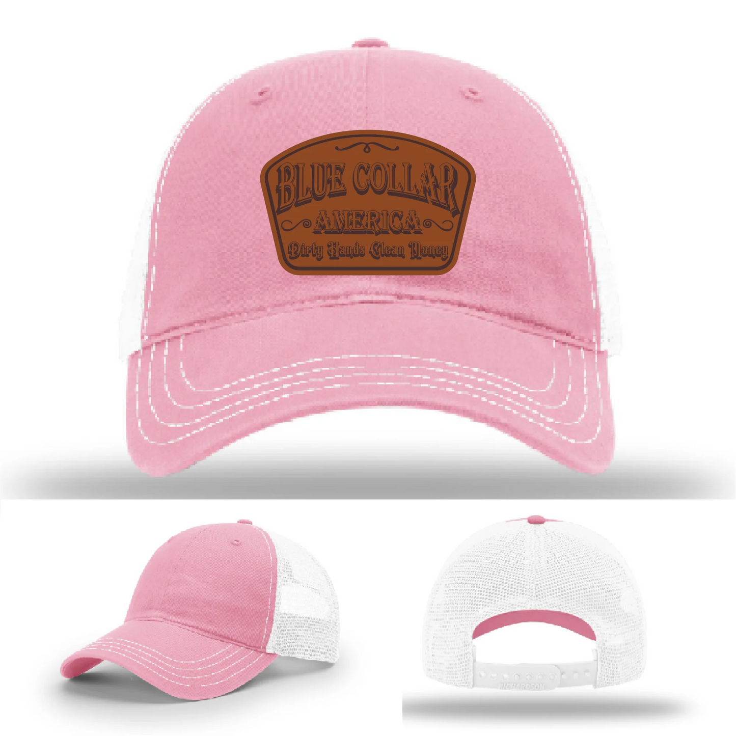 Dirty Hands Clean Money Hat | Blue Collar Leather Patch Design