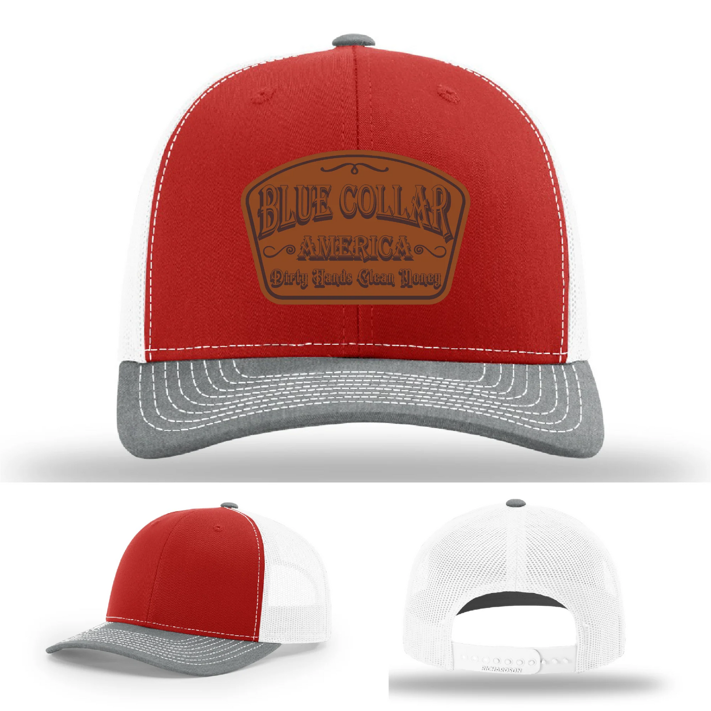 Dirty Hands Clean Money Hat | Blue Collar Leather Patch Design