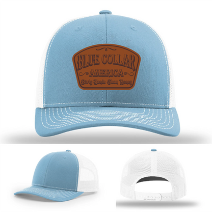 Dirty Hands Clean Money Hat | Blue Collar Leather Patch Design
