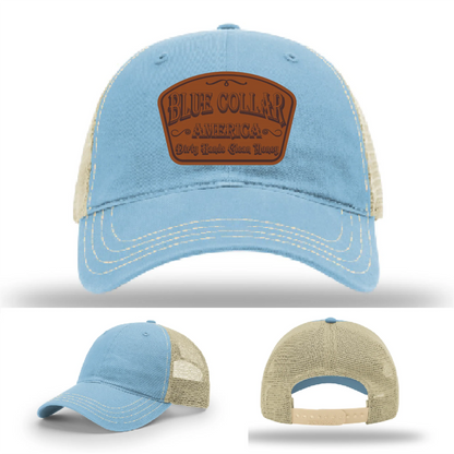 Dirty Hands Clean Money Hat | Blue Collar Leather Patch Design