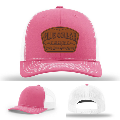 Dirty Hands Clean Money Hat | Blue Collar Leather Patch Design