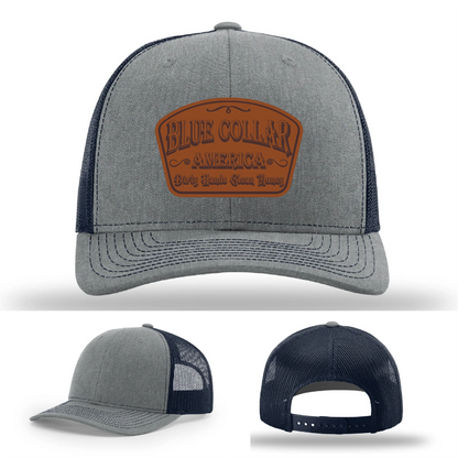 Dirty Hands Clean Money Hat | Blue Collar Leather Patch Design