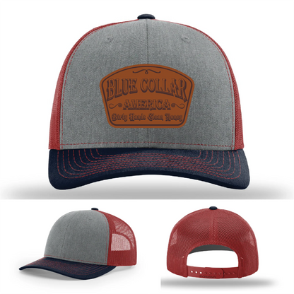 Dirty Hands Clean Money Hat | Blue Collar Leather Patch Design