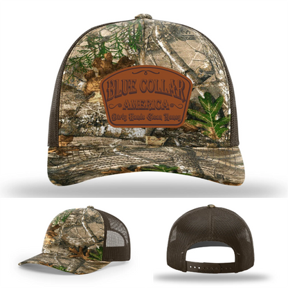 Dirty Hands Clean Money Hat | Blue Collar Leather Patch Design