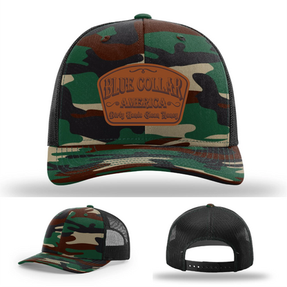 Dirty Hands Clean Money Hat | Blue Collar Leather Patch Design