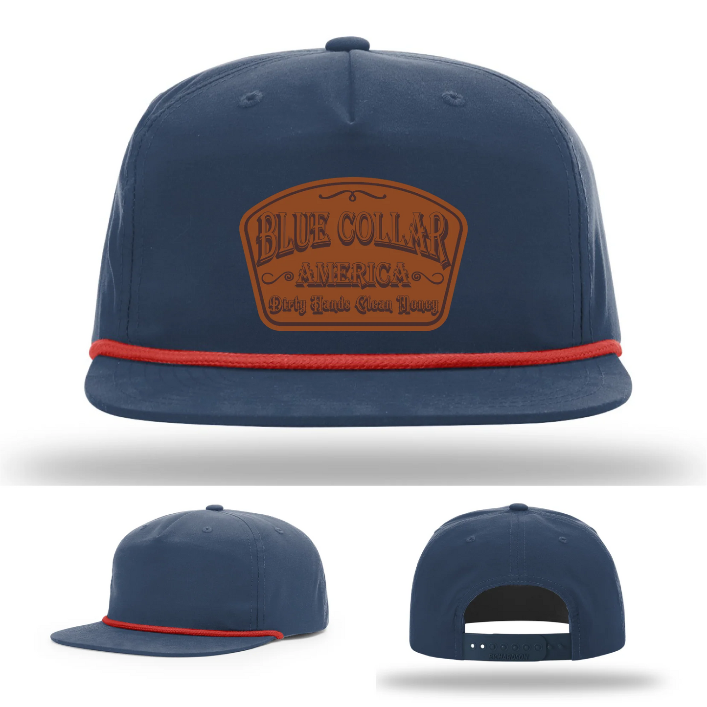Dirty Hands Clean Money Hat | Blue Collar Leather Patch Design