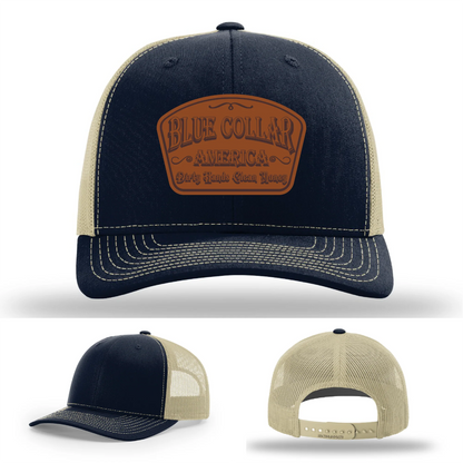 Dirty Hands Clean Money Hat | Blue Collar Leather Patch Design