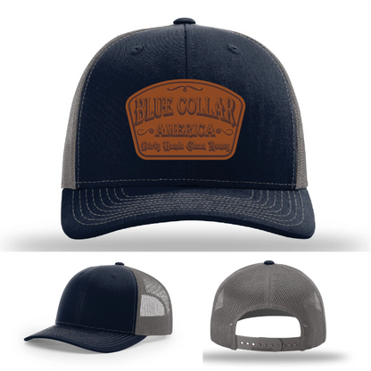 Dirty Hands Clean Money Hat | Blue Collar Leather Patch Design