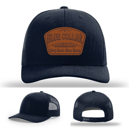 Dirty Hands Clean Money Hat | Blue Collar Leather Patch Design