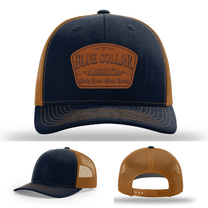 Dirty Hands Clean Money Hat | Blue Collar Leather Patch Design