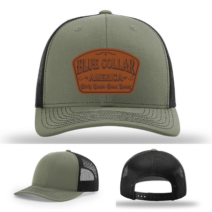 Dirty Hands Clean Money Hat | Blue Collar Leather Patch Design