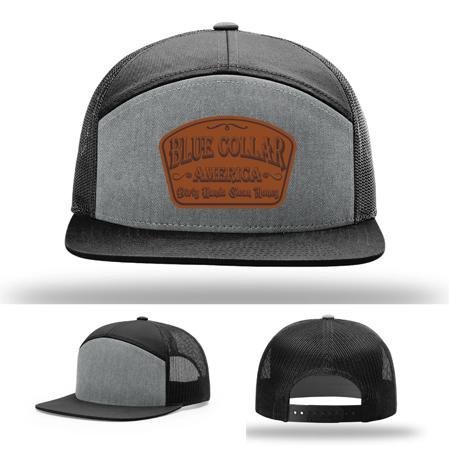Dirty Hands Clean Money Hat | Blue Collar Leather Patch Design