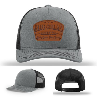 Dirty Hands Clean Money Hat | Blue Collar Leather Patch Design