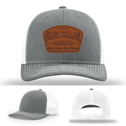 Dirty Hands Clean Money Hat | Blue Collar Leather Patch Design