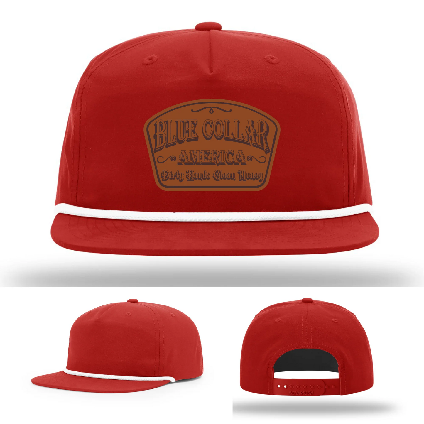 Dirty Hands Clean Money Hat | Blue Collar Leather Patch Design