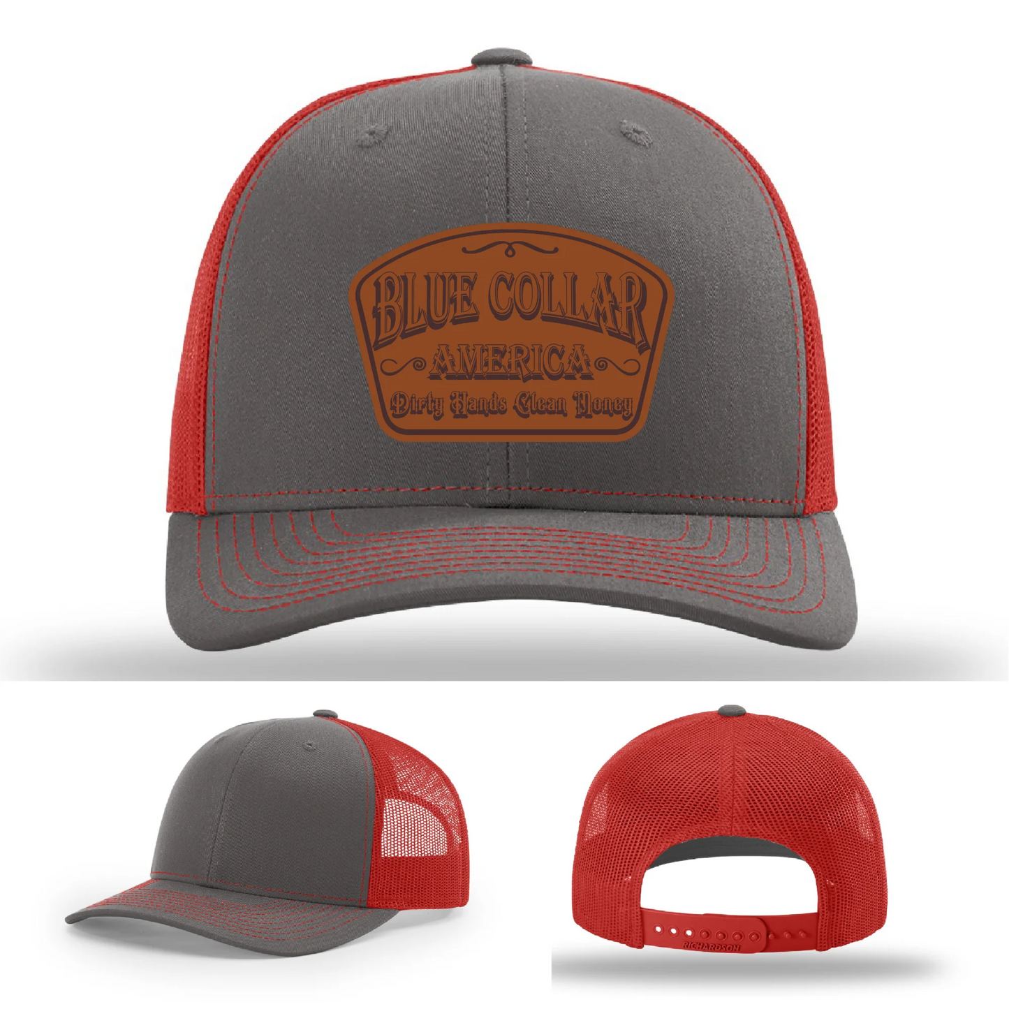 Dirty Hands Clean Money Hat | Blue Collar Leather Patch Design