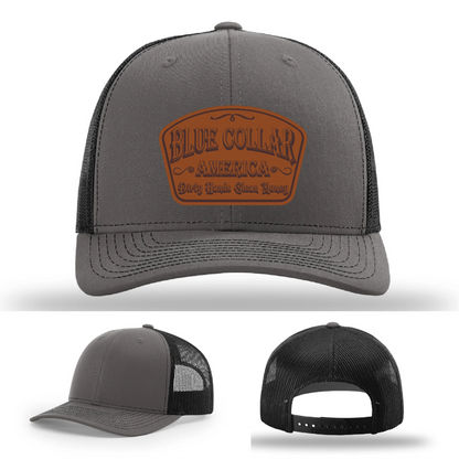 Dirty Hands Clean Money Hat | Blue Collar Leather Patch Design