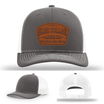 Dirty Hands Clean Money Hat | Blue Collar Leather Patch Design