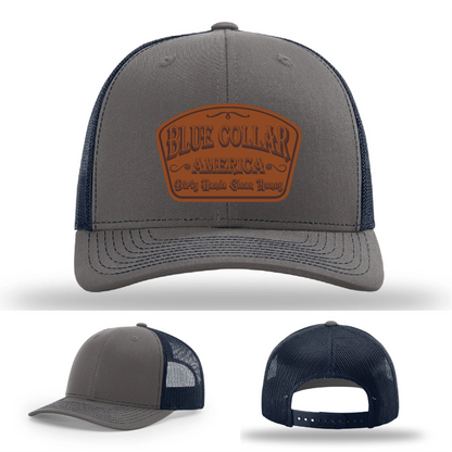 Dirty Hands Clean Money Hat | Blue Collar Leather Patch Design
