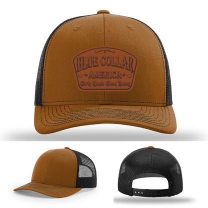 Dirty Hands Clean Money Hat | Blue Collar Leather Patch Design