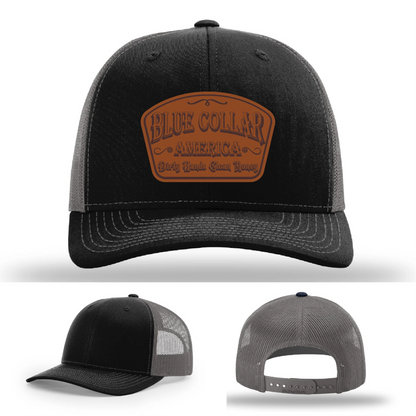 Dirty Hands Clean Money Hat | Blue Collar Leather Patch Design