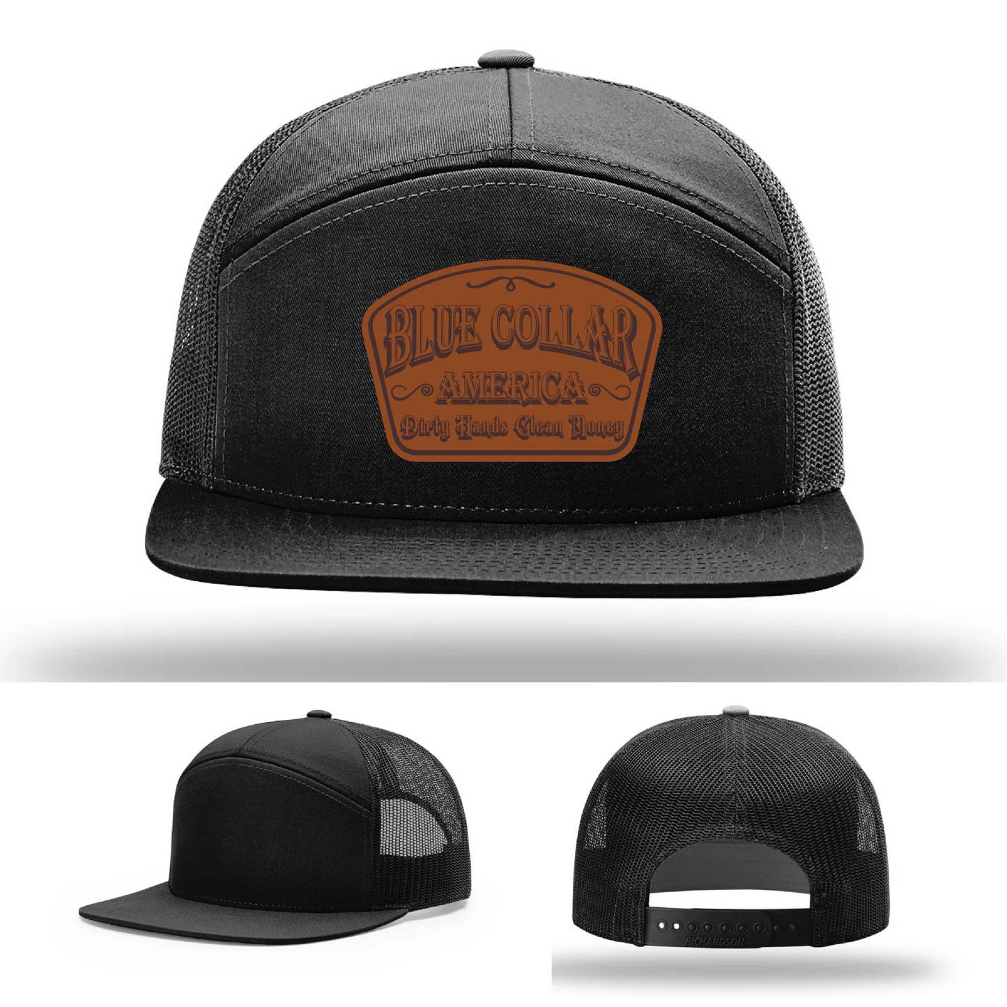 Dirty Hands Clean Money Hat | Blue Collar Leather Patch Design