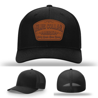 Dirty Hands Clean Money Hat | Blue Collar Leather Patch Design