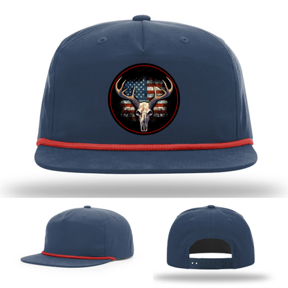 Patriotic Buck | Round Leather Patch Deer Skull & Flag