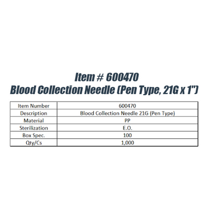 Blood Collection Needle Pen Type ( 21GX1")