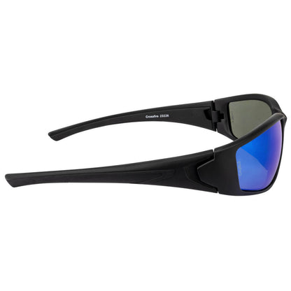 Crossfire RPG Safety Glasses Black with Polarized Blue Mirror Lenses