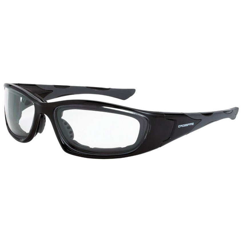 Crossfire MP7 Foam-Lined Safety Glasses Black with Clear Anti-Fog Lenses