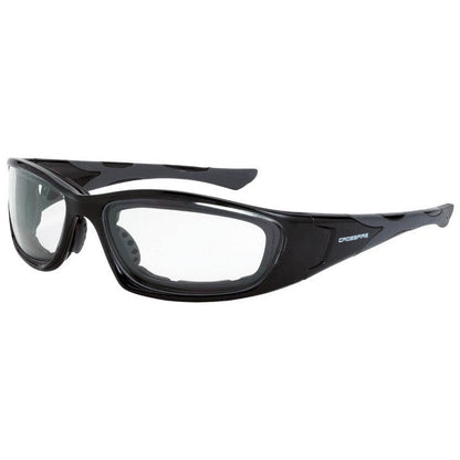 Crossfire MP7 Foam-Lined Safety Glasses Black with Clear Anti-Fog Lenses