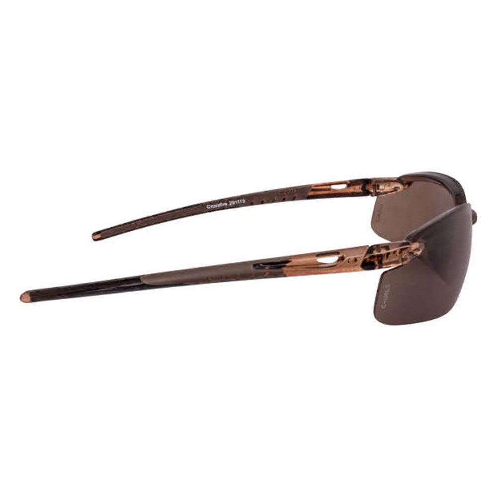 Crossfire ES5 Safety Glasses Crystal Brown with Polarized Brown Lenses