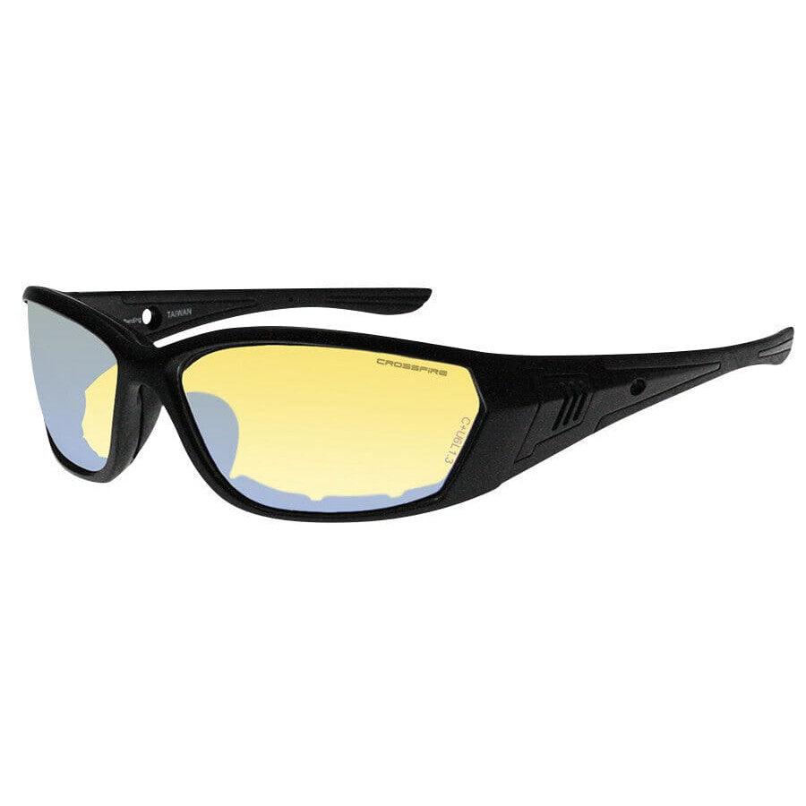 Crossfire 710 Foam Lined Safety Glasses Black with Indoor-Outdoor Indigo Flash Anti-Fog Lenses