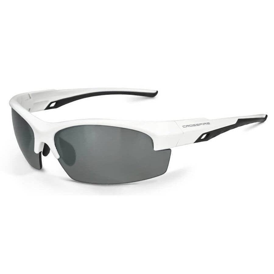 Crossfire Crucible Safety Glasses White with Polarized Silver Mirror Lenses