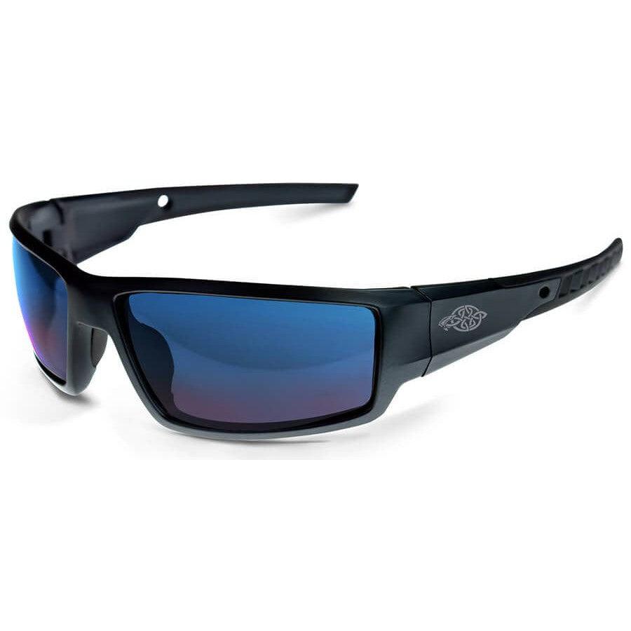Crossfire Cumulus Safety Glasses Black with Blue Mirror Lenses