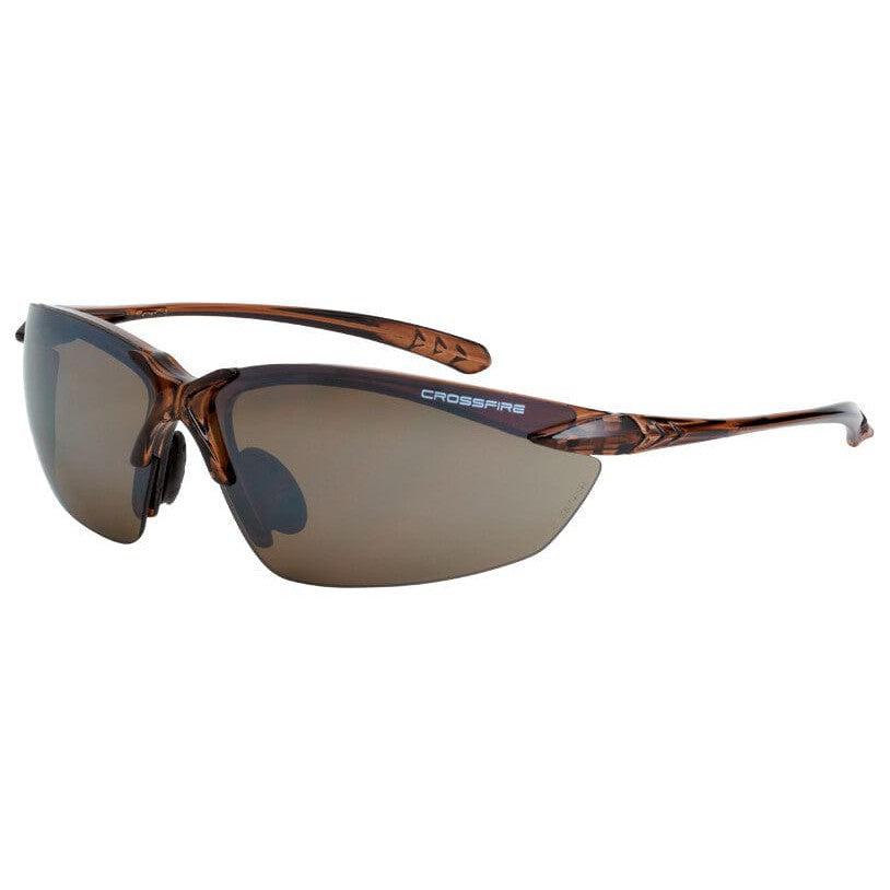 Crossfire Sniper Safety Glasses Brown with HD Brown Flash Mirror Lenses
