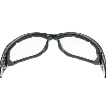Crossfire 710 Foam Lined Safety Glasses Black with Indoor-Outdoor Indigo Flash Anti-Fog Lenses