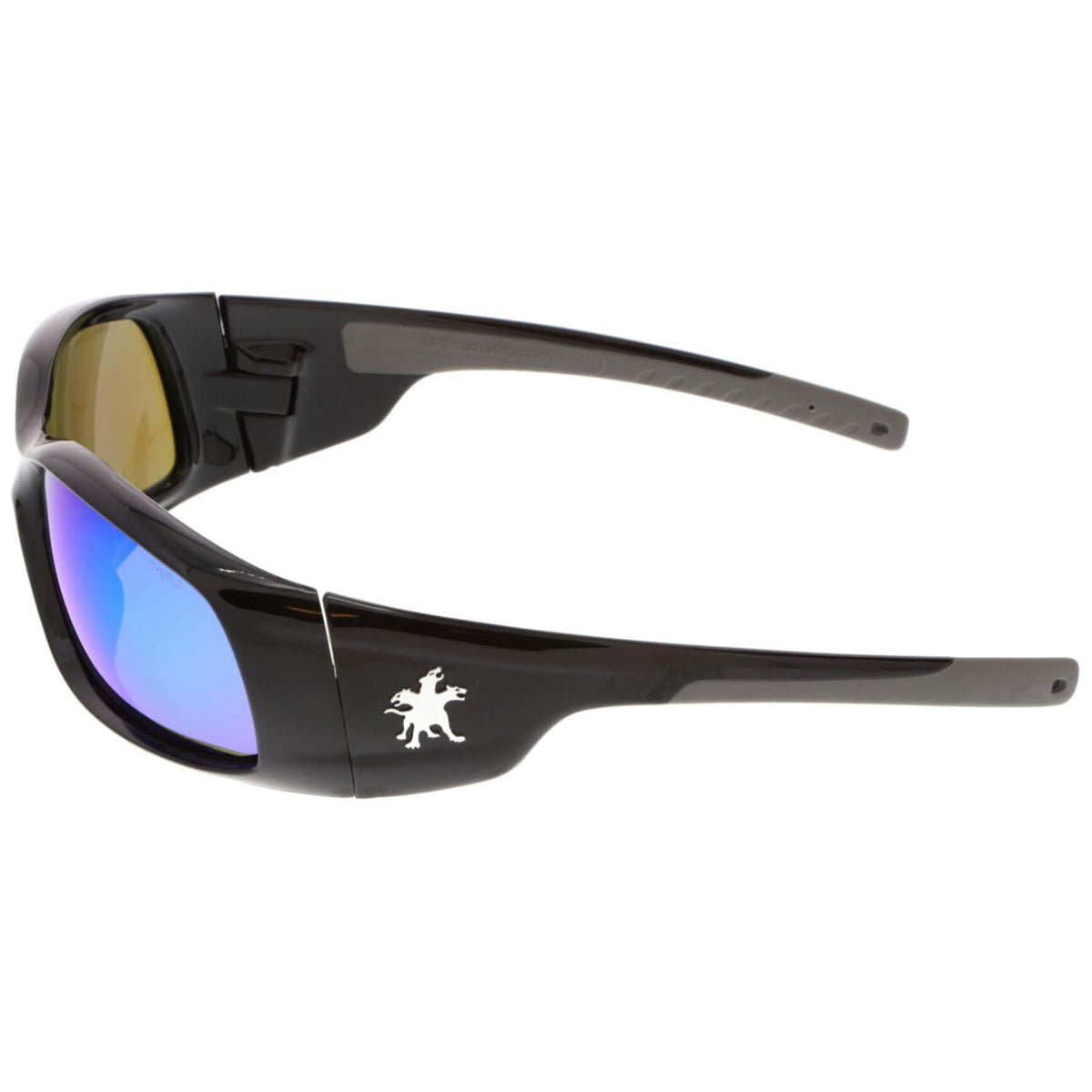 MCR Safety Swagger SR1 Safety Glasses Black Frame with Blue Diamond Mirror Lenses