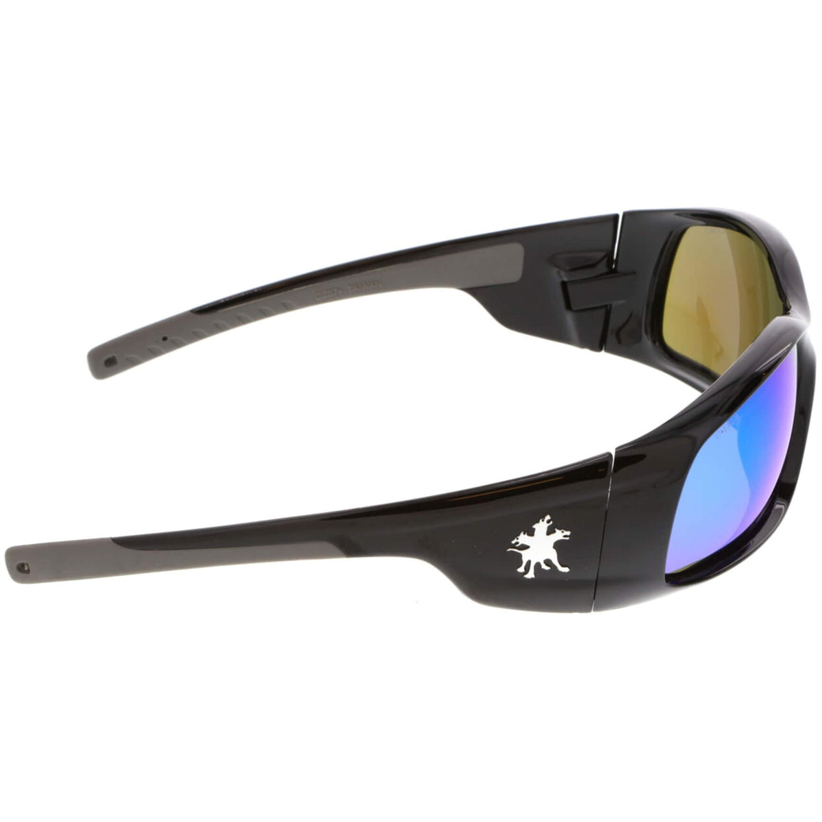 MCR Safety Swagger SR1 Safety Glasses Black Frame with Blue Diamond Mirror Lenses