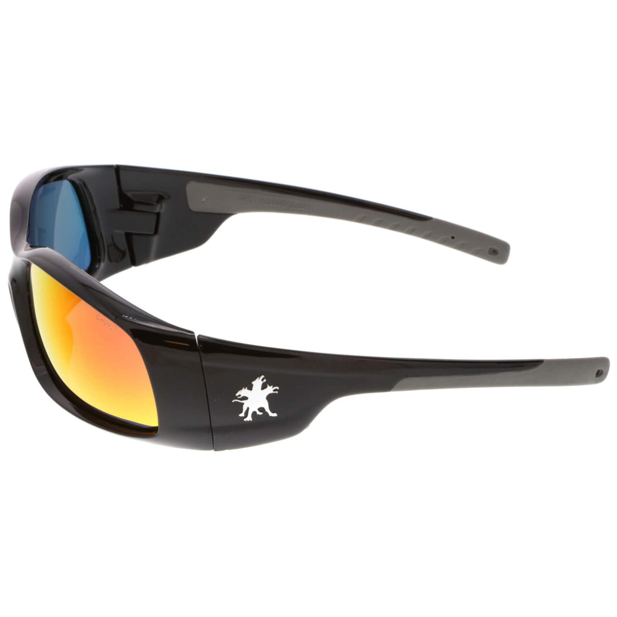 MCR Safety Swagger SR1 Safety Glasses Black Frame with Fire Mirror Lenses