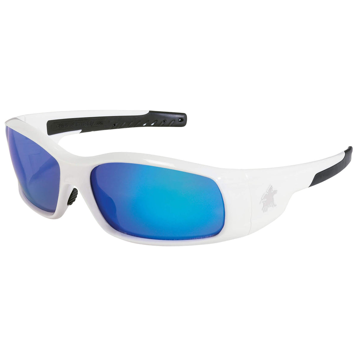 MCR Safety Swagger SR1 Safety Glasses White Frame with Blue Diamond Mirror Lenses