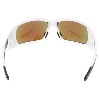 MCR Safety Swagger SR1 Safety Glasses White Frame with Blue Diamond Mirror Lenses