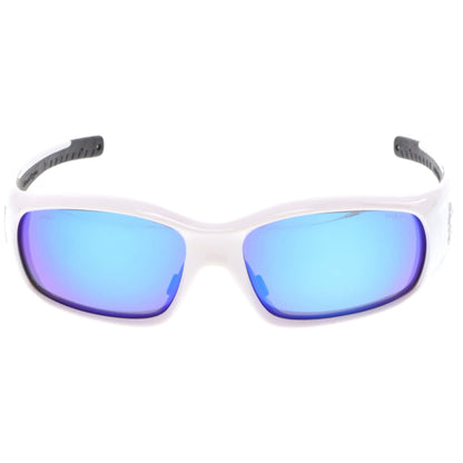 MCR Safety Swagger SR1 Safety Glasses White Frame with Blue Diamond Mirror Lenses
