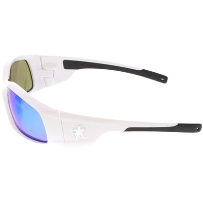 MCR Safety Swagger SR1 Safety Glasses White Frame with Blue Diamond Mirror Lenses