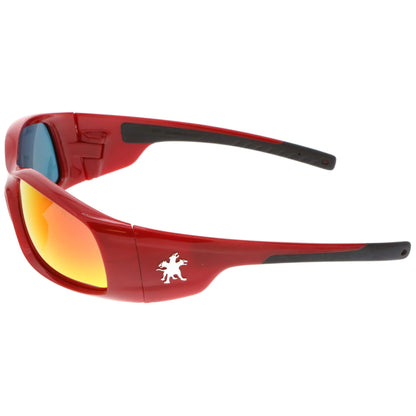MCR Safety Swagger SR1 Safety Glasses Red Frame with Fire Mirror Lenses