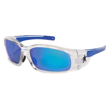 MCR Safety Swagger SR1 Safety Glasses Clear Frame with Blue Diamond Mirror Lenses
