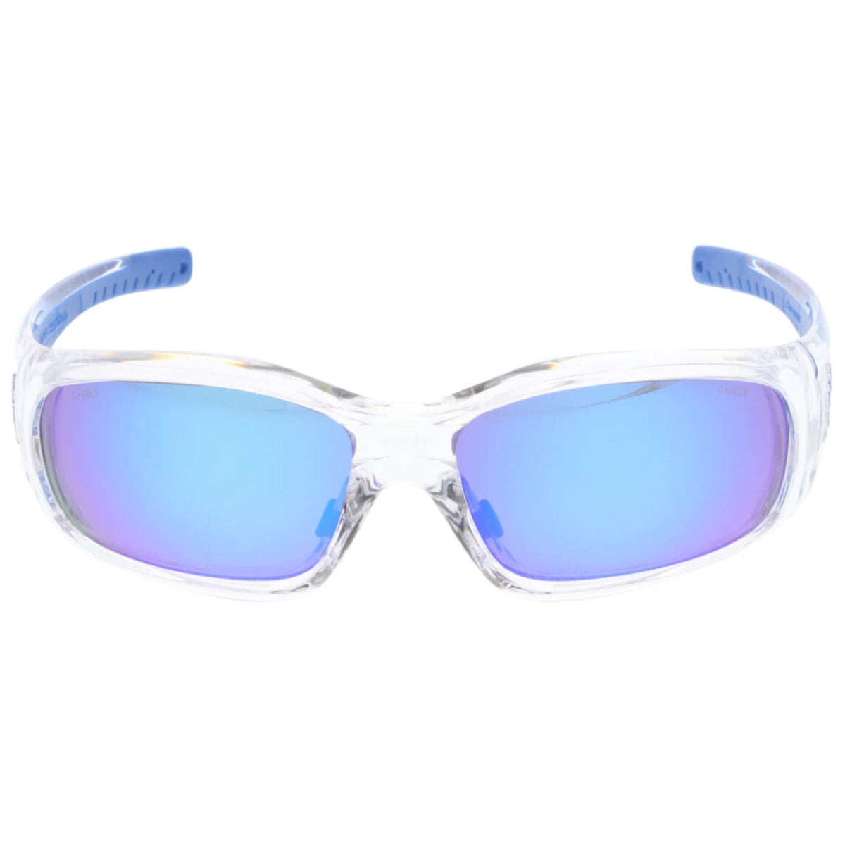MCR Safety Swagger SR1 Safety Glasses Clear Frame with Blue Diamond Mirror Lenses
