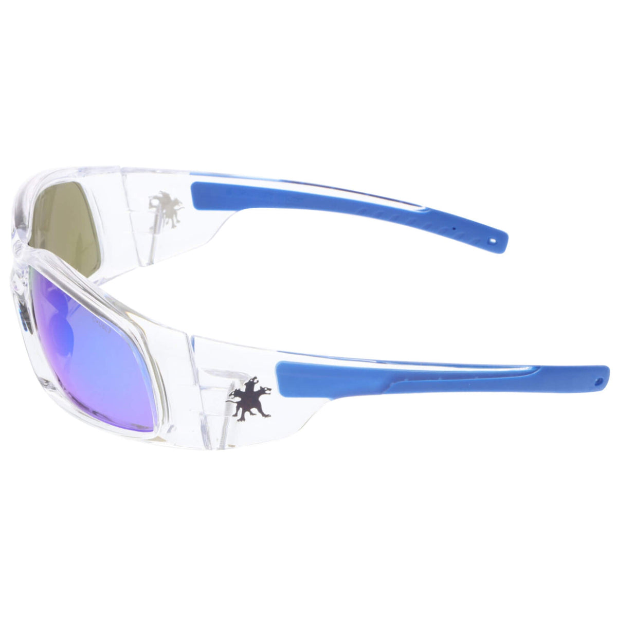 MCR Safety Swagger SR1 Safety Glasses Clear Frame with Blue Diamond Mirror Lenses