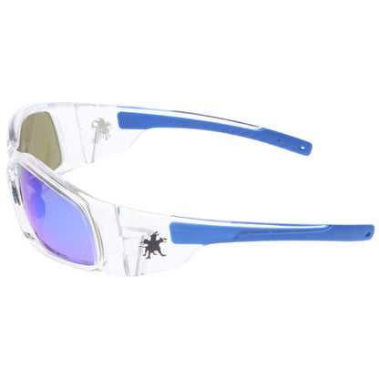 MCR Safety Swagger SR1 Safety Glasses Clear Frame with Blue Diamond Mirror Lenses